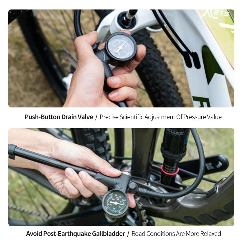 Portable High-Pressure 300Psi Bike Air Pump with Gauge for Fork & Rear Suspension Shock Absorber Mountain Bicycle Universal Pump