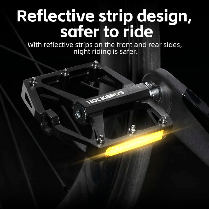 Bicycle Pedals save Effort Aluminum Alloy Anti-Slip MTB Road Mountain Reflective Bearing Cycling Pedals Bike Accessory
